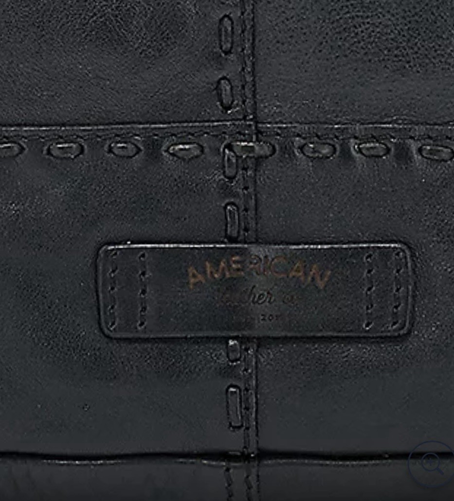 American Leather Co. Heritage Leather Zip Top Bucket Hobo Bag Black MSRP $195