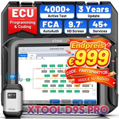 2026 XTOOL D9S PRO KFZ OBD2 Diagnosegerät Scanner Alle System ECU-Programmierung