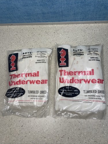 (2) NOS Vintage LARK Boys Size Medium THERMAL ANKLE LENGTH DRAWERS -Read Desc - Picture 1 of 11