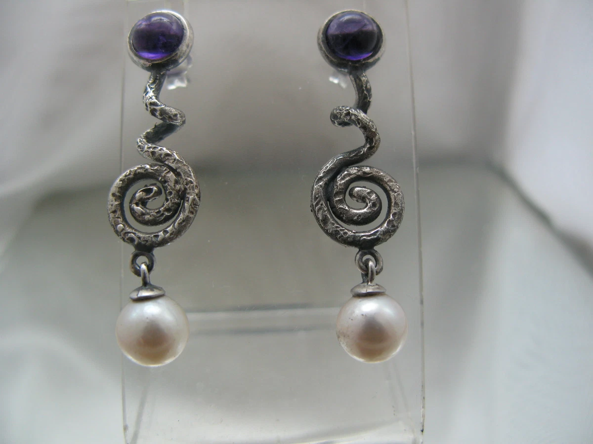 Orecchini in argento Chic-Net Orecchini Ametista rotonda Orecchini