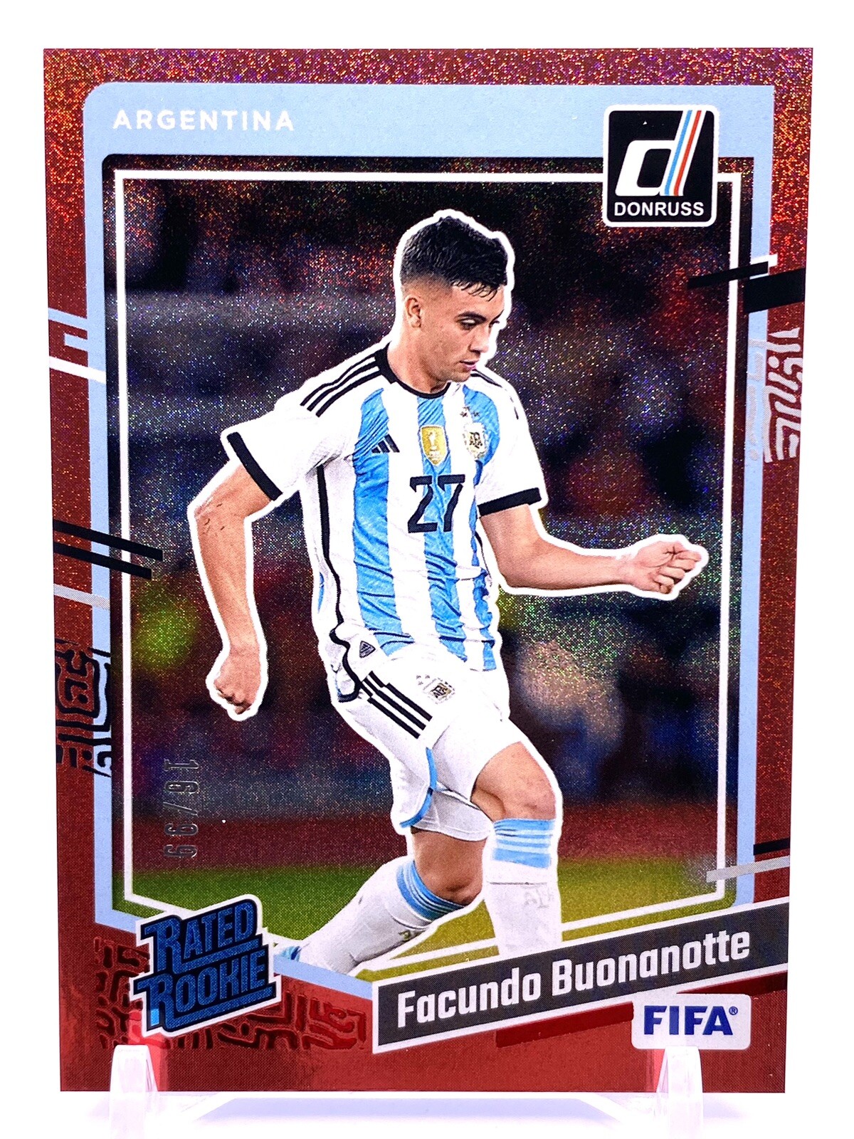 2023-24 Panini Donruss FIFA Rated Rookie FACUNDO BUONANOTTE 16/99 Argentina Red