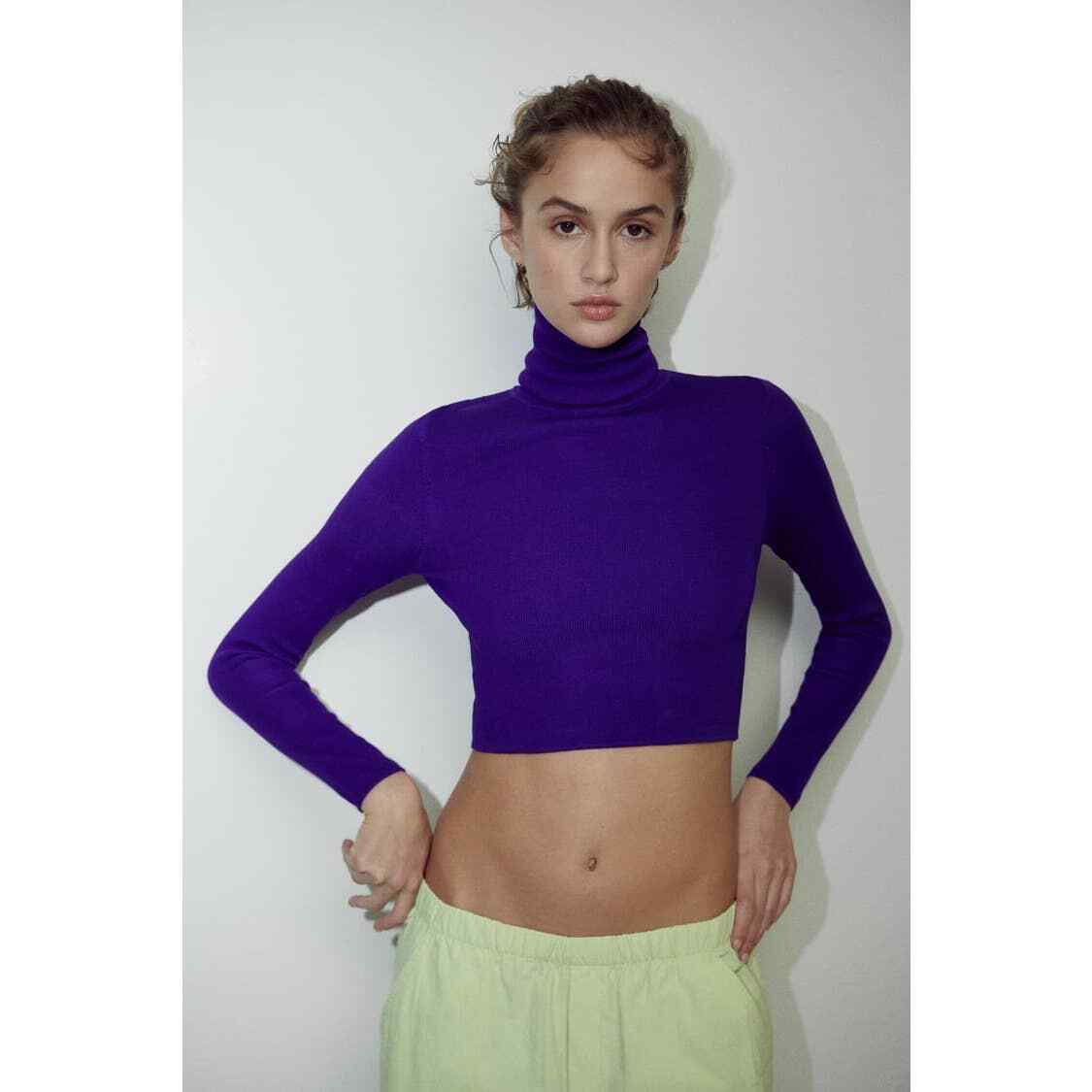 SWEATER WITH Buttons Jersey De Punto Cuello Alto ZARA Para Mujer