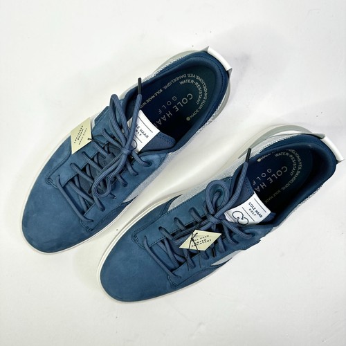 Cole Haan Golf Shoes Men 11 Blue Suede Canvas GrandPro Crew Water Resistant NEW - Picture 3 of 11