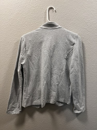 TOMMY HILFIGER Gray/White Stripe Jacket w/ Signature Buttons Small - Picture 2 of 8