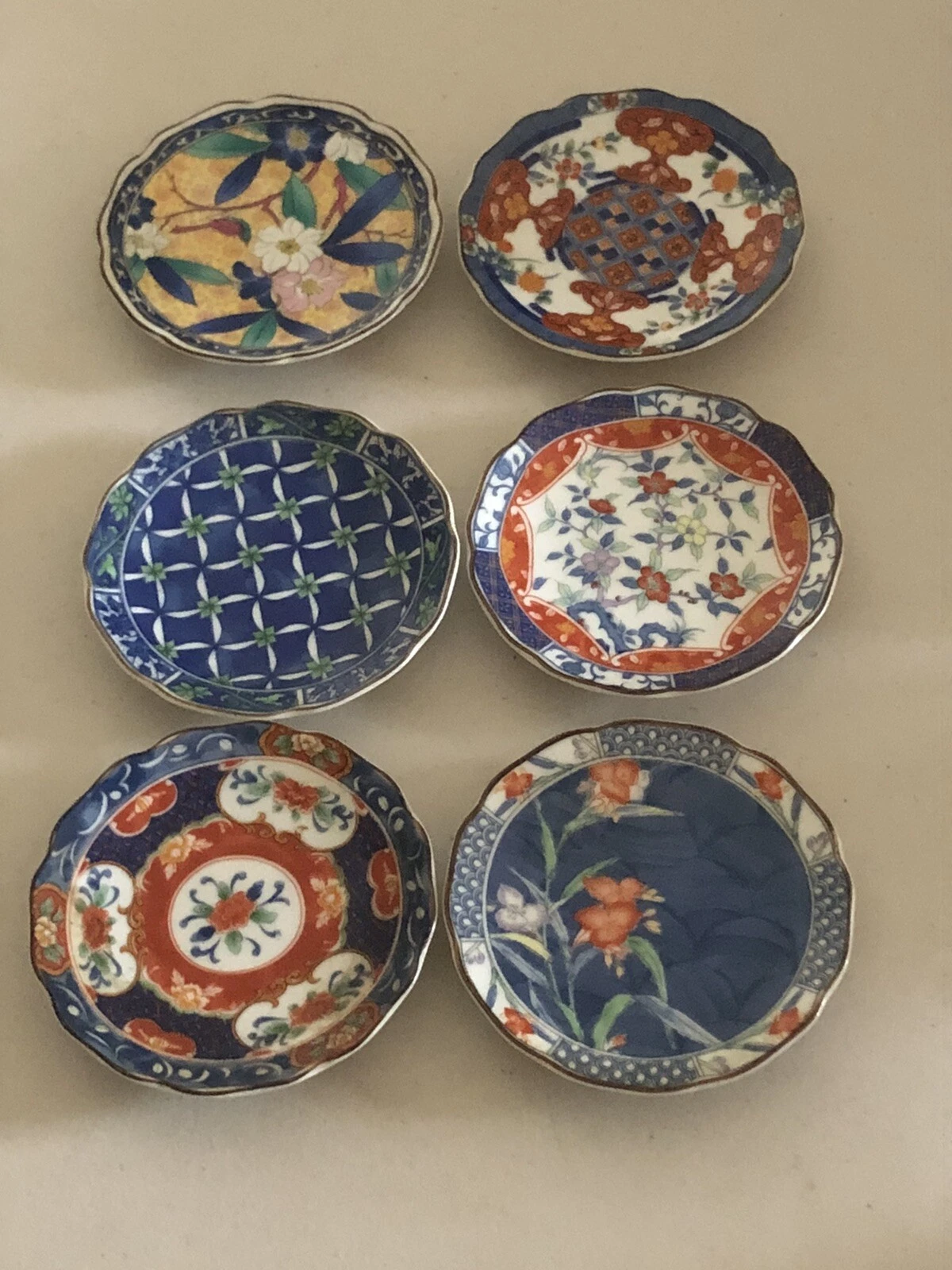 6 VTG TAKAHASHI SAN FRANCISCO HAND PAINTED BUTTER/ TRINKET DISHES 3,6”