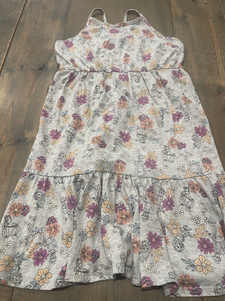 Disney Jumping Beans Girl’s Sleeveless Floral Princesses Pullover Gray Dress 10 - Image 2 of 4