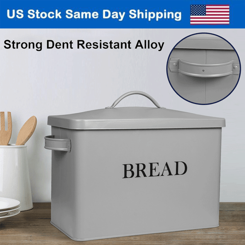 Extra Large Metal Bread Box Storage Bin With Lid Breadbox Bread Holder Container - Picture 3 of 10