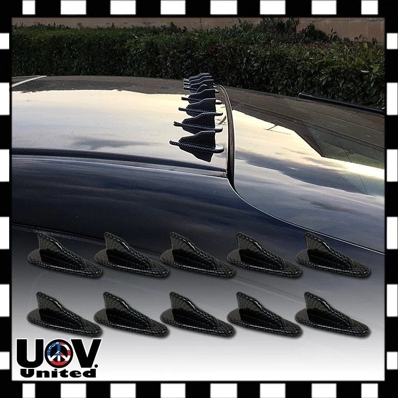 Generador de vórtice de aire de fibra de carbono EVO aleta de tiburón alerón de chorro maletero difusor de techo Foto 4 de 4