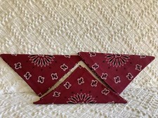 3-22" Burgundy Bandanna Handkerchief Double-Sided Paisley Made in USA