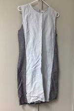Gap Dress Women's Size 10 Sleeveless Sheath Back Zipper Linen Cotton Blue Gray