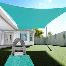 Turquoise 31' Steel Wire Sun Shade Sail Yard Pool Rectangle Canopy Shelter Cover
