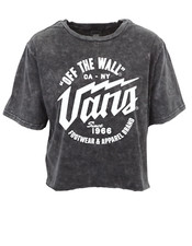 VANS BOLT VINTAGE WASH RAW HEM CROP WOMENS T SHIRT