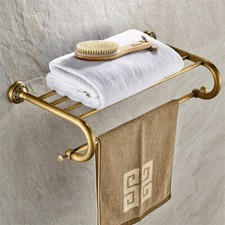 Antique Brass Wall Mounted Towel Rack Bathroom Hotel Rail Holder Storage Shelf