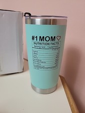  1 Mom Teal 20 oz New Stainless Steel Tumbler W/lid Turquoise Mothers Day gift