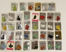 Vintage Cloisonne Hard Enamel Souvenir Charms State Map Road Trip