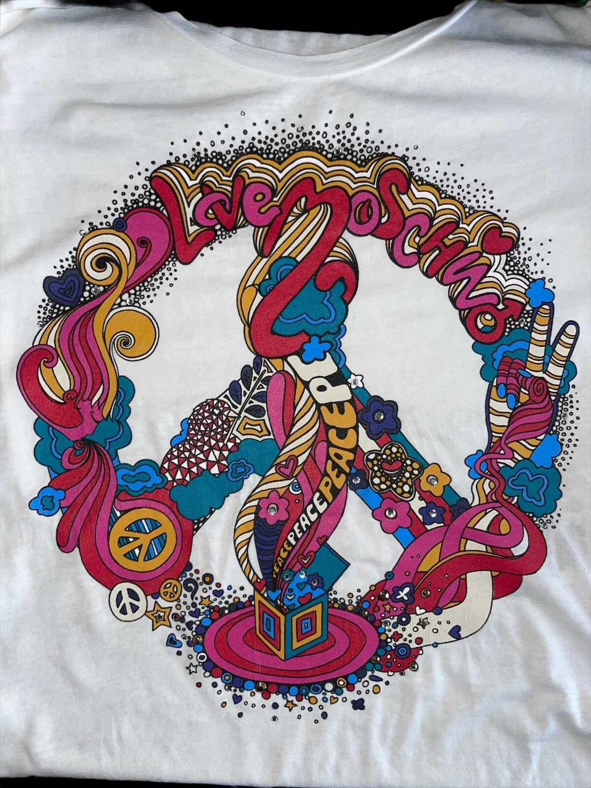 T shirt donna designer LOVE MOSCHINO mini abito bianco taglia XS
