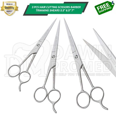 3-Pcs Set Hair Cutting Scissor Barber Trimming Shear 5.5'' 6.5'' 7'' German Grade