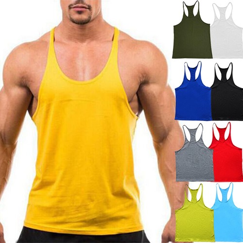 Mens Gym Muscle Workout Fitness Tank Tops Y Back Bodybuilding Stringer Shirt AU - Afbeelding 1 van 20