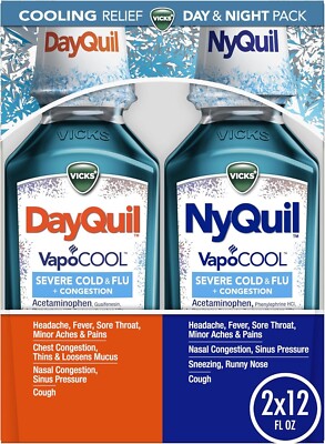 Vicks DayQuil NyQuil VapoCOOL SEVERE Cold Flu Congestion 12oz Free Ship