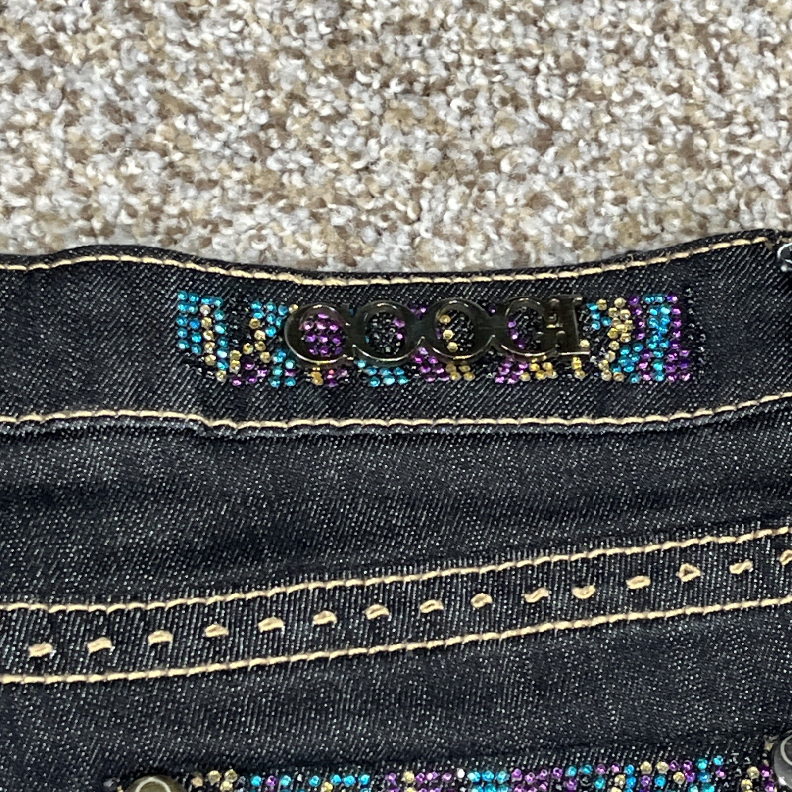COOGI Black Denim Jeans Women's Size 9/10 Bling Pockets-read Description - View 17
