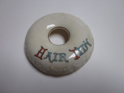 VINTAGE CRESTED WARE HAIR TIDY HAIR RECEIVER JAR TOP 