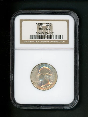 1939 US Washington Quarter 25c .25 NGC MS66* Gem Uncirculated Light Rainbow Rim