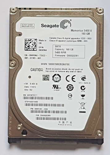 160 GB SATA Seagate Momentus 5400.6 ST9160314AS 8MB HDD 2.5" interne Festplatte