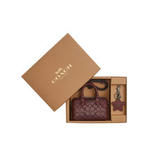 Coach Boxed Mini Rowan Crossbody Bag & Mirror Bag Charm Set In Signature Canvas