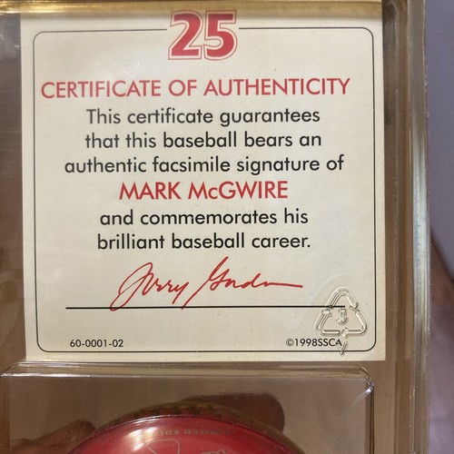NIB Vintage 1998 St. Louis Cardinals Mark McGwire 25 Signed Fotoball Baseball 62 - Picture 5 of 8