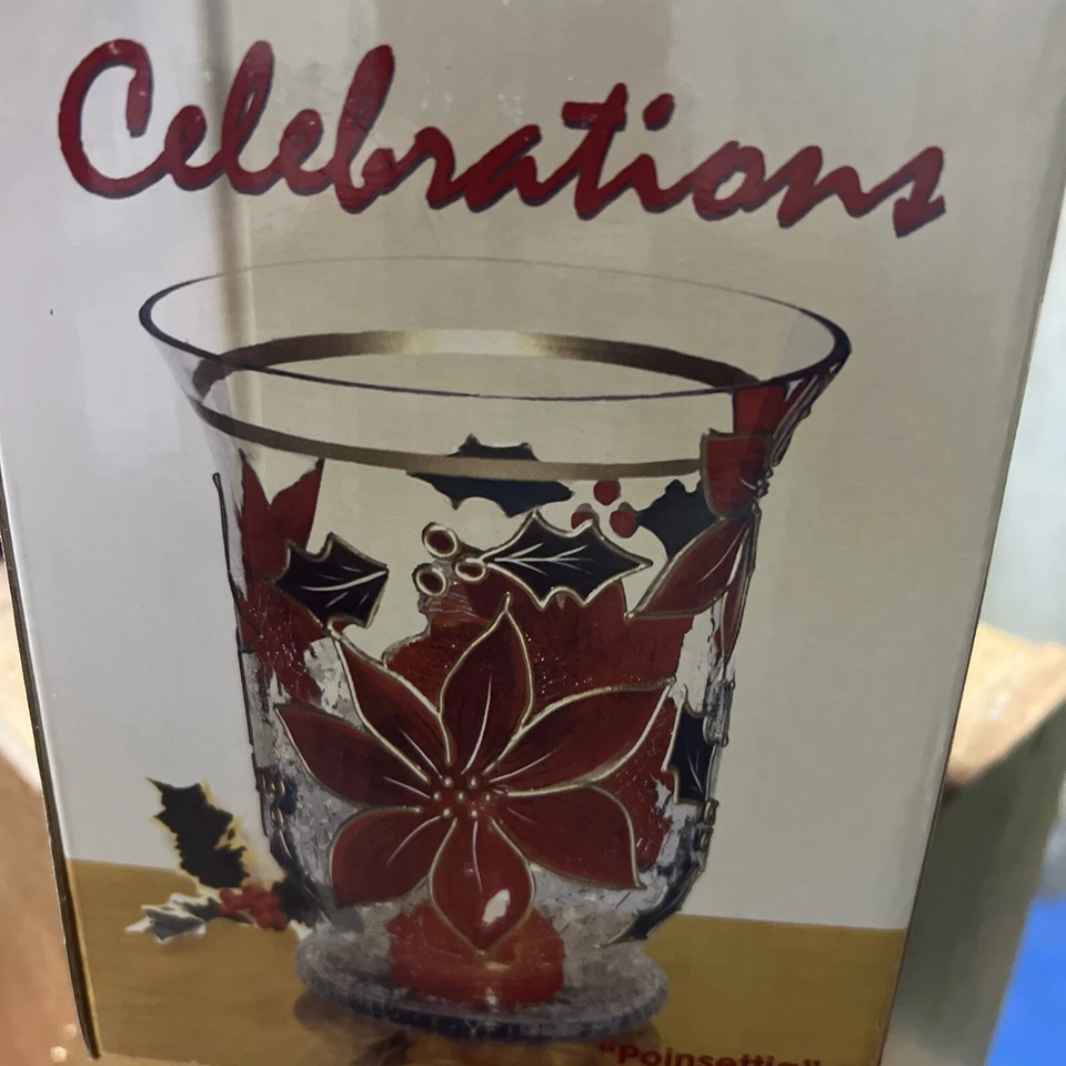 NUEVO Candelabro Macy’s Celebraciones CRISTAL POINSETTIA En Caja Foto 3 de 4