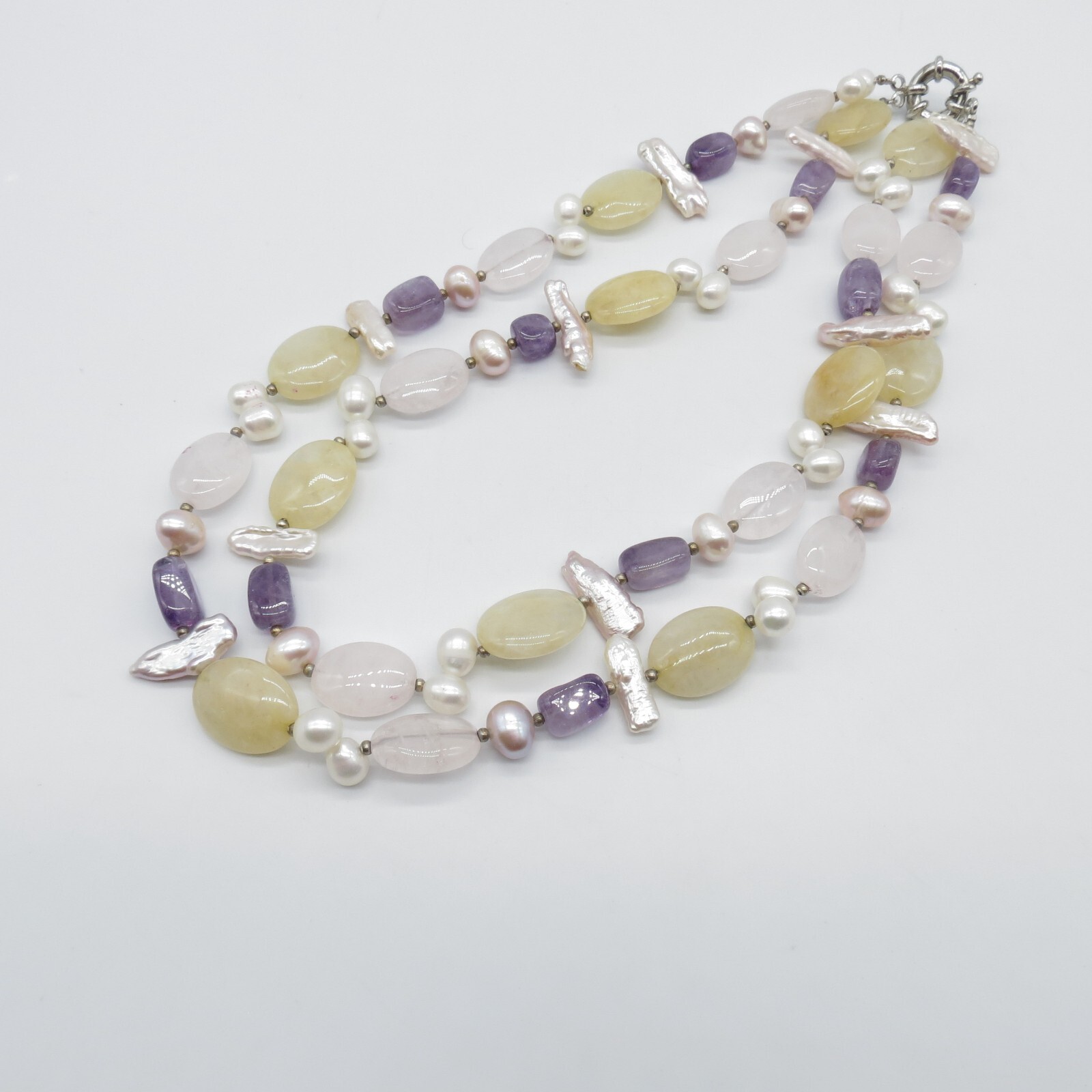 Assorted Gemstone Statement Necklace Amethyst, Ro… - image 6