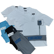 Mens Time Is Money Tracksuit Set Men's Cotton T Shirt Shorts Tee Casual Wear