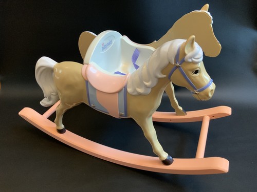 American Girl Bitty Baby Rocking Horse Tan Pink Music Works Doll