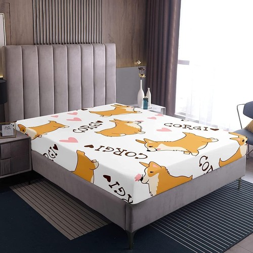 Vibrant Twin Sheet Set with Corgi and Animals - Soft Microfiber Bedding - Picture 4 of 6