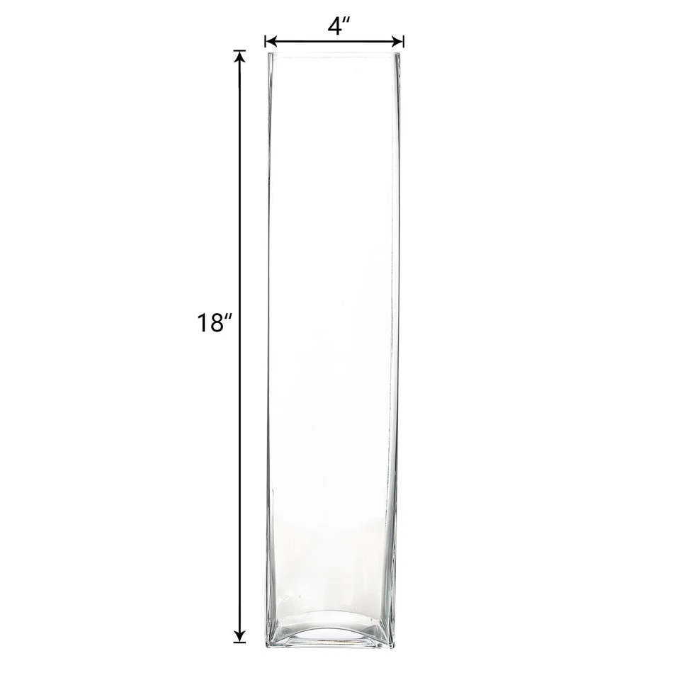 6 CLEAR 18" tall Glass Square Vases Wedding Party Event Centerpieces Supplies - Image 3 of 4
