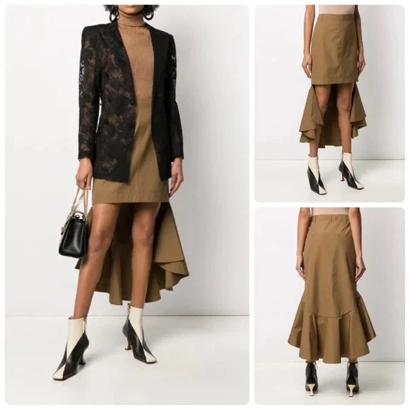 Givenchy — GIVENCHY Fluted-Back High-Low Cotton Skirt Size 40(8) MSRP: $1,695.00
