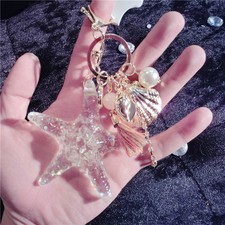 Cute Starfish Shell Key Chain Crystal Pendant Keyring Keychain Keyfob Gift NEW
