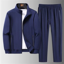 Mens Tracksuit 2 Piece Casual Pants Jacket Oversized Sweatsuit Lightweight Set