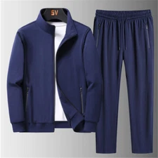 Mens Tracksuit 2 Piece Casual Pants Jacket Oversized Sweatsuit Lightweight Set