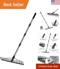 5.4FT Bow Rake Heavy Duty Garden Rake with Stainless Steel Handle, 17 Steel T...