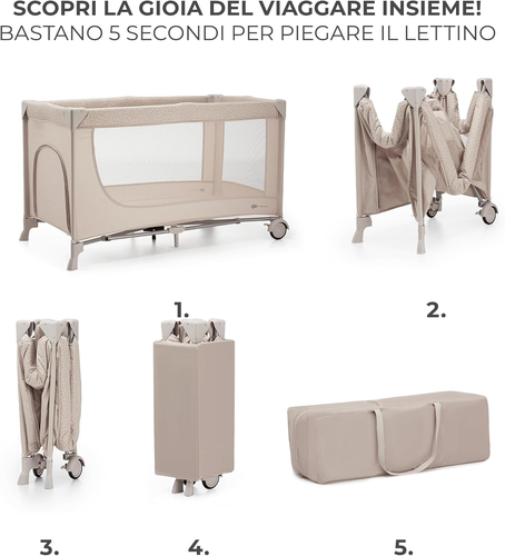 Kinderkraft JOY 2 Lettino Bambino 2 in 1, Culla Viaggio, Pieghevole, Giocattoli, - Foto 4 di 12
