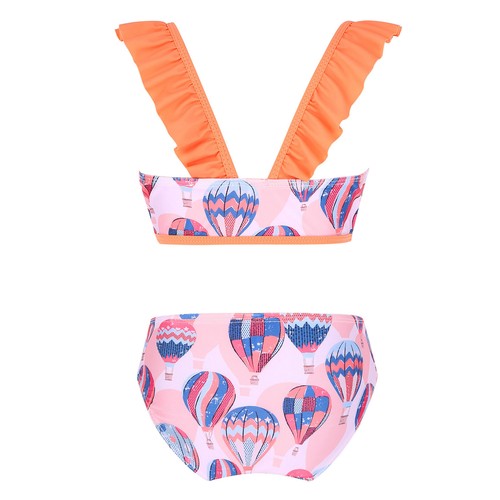Kids Girls Holiday Swimsuit Tops Ruffled Shoulder Straps Printed Swimwear - Picture 12 of 50
