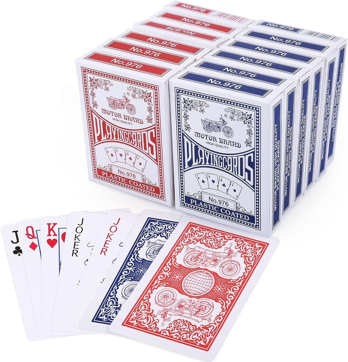 12-Deck Value Pack of Poker Size Blue and Red Playing Cards