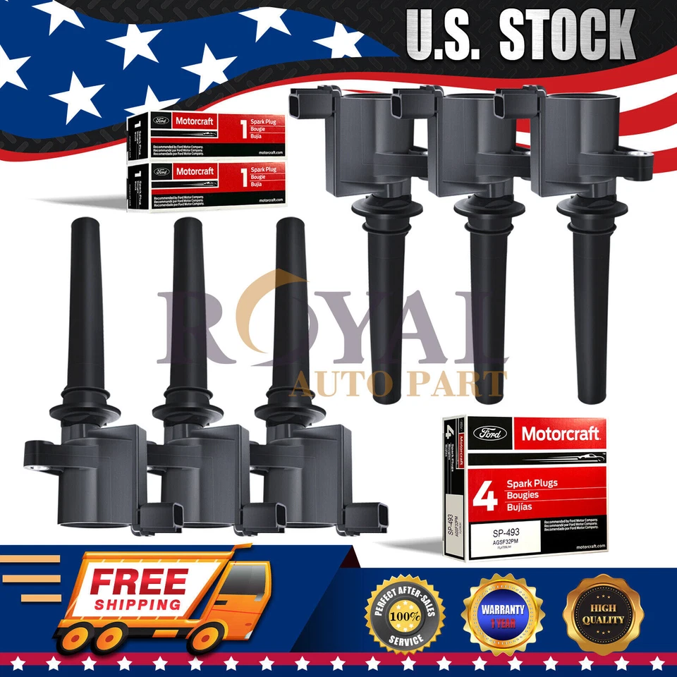 6 Spark Plugs & Ignition Coils Pack FD502 DG500 For Ford Escape Mazda Mercury - Imagem 2 de 4
