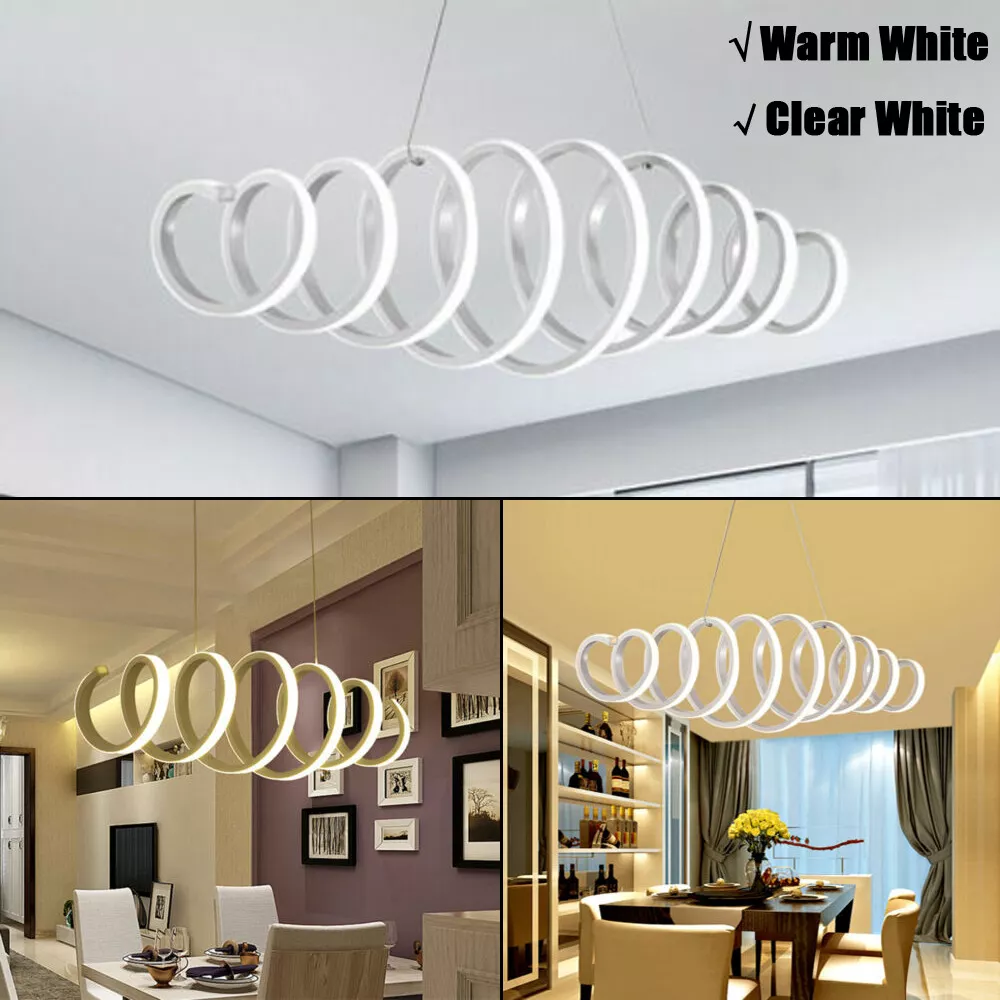 LED Acrylic Curved Pendant Lamp Kitchen Island Chandelier Ceiling Light Fixture