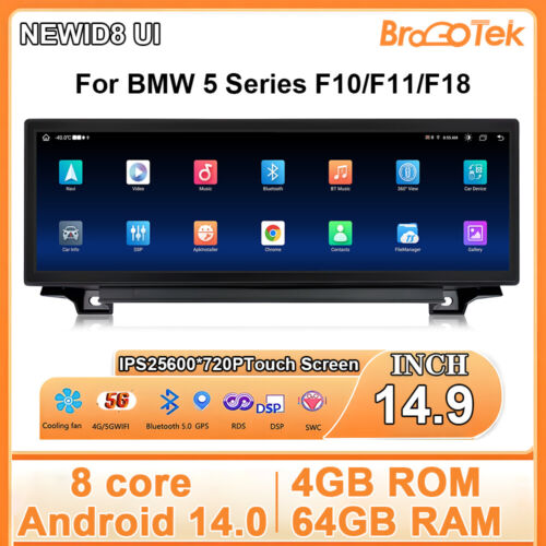 14,9" Autoradio GPS Navi Android Auto Wifi 4G Carplay für BMW 5er F10 F11