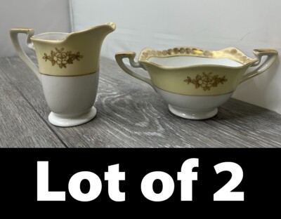 Lot of 2 Noritake 42200 Porcelain Mini Creamer and Sugar Bowl