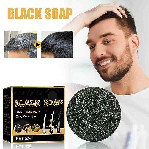 Savon gris naturel couverture des cheveux solution douce homme et femme cheveux noirs