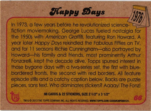 Fonzi You're Achin' for a Breakin' 2013 Topps 75th Anniversary Card - Picture 4 of 4