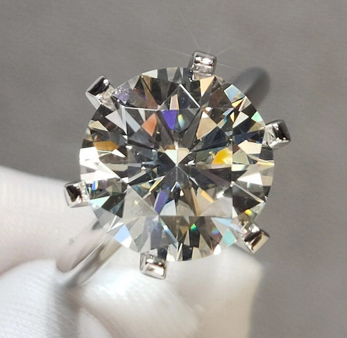 12 Ct Certified Treated Off White Diamond Solitaire Engagement Ring, 925 Silver - Picture 3 of 7